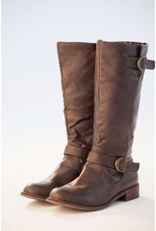 Botte haute cuir marron
