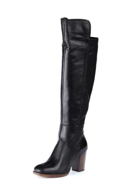 Botte haute cuir noir